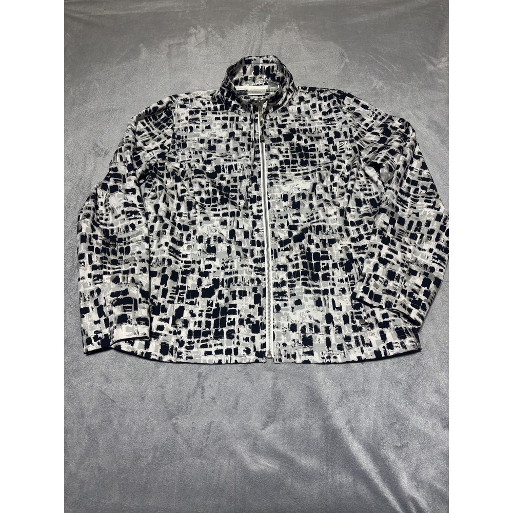Zenergy Chico's Jacket Womens Large Geometric Print Full Zip Stretch Lightweight
